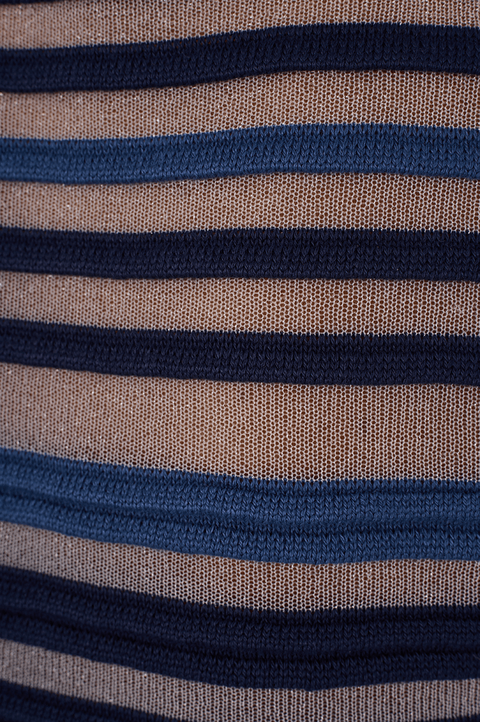 Blue Stripes Joa Ribbing Sleeveless Tricot Blouse_7