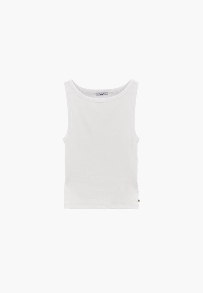 Boat Neck Tank Top - WHITE