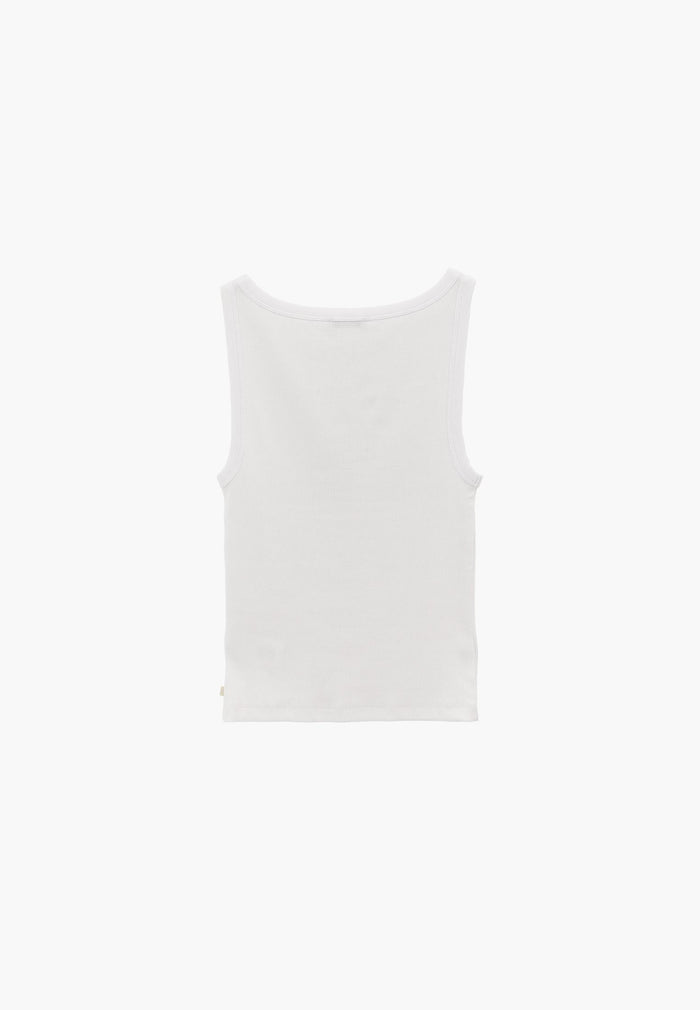 Boat Neck Tank Top - WHITE
