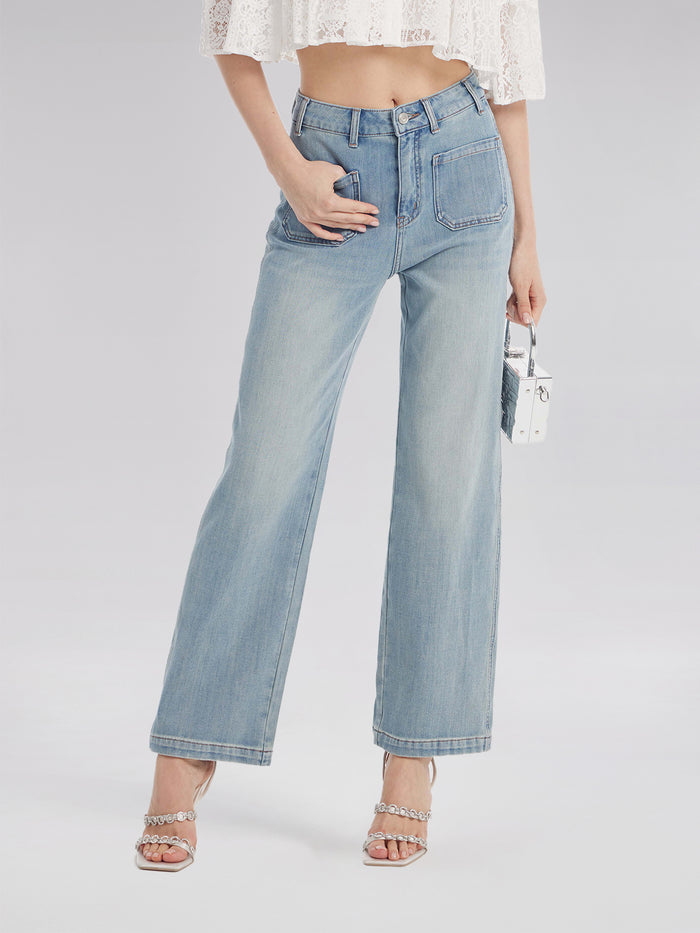 Breathable Straight Leg Denim Jeans