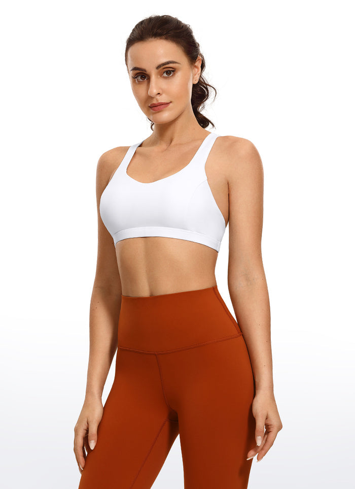CRZ YOGA Women's Yoga Light Support Brushed Nakedfeel Strappy Bra White