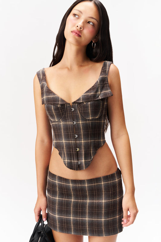Chamonix Corset in Blue Tartan