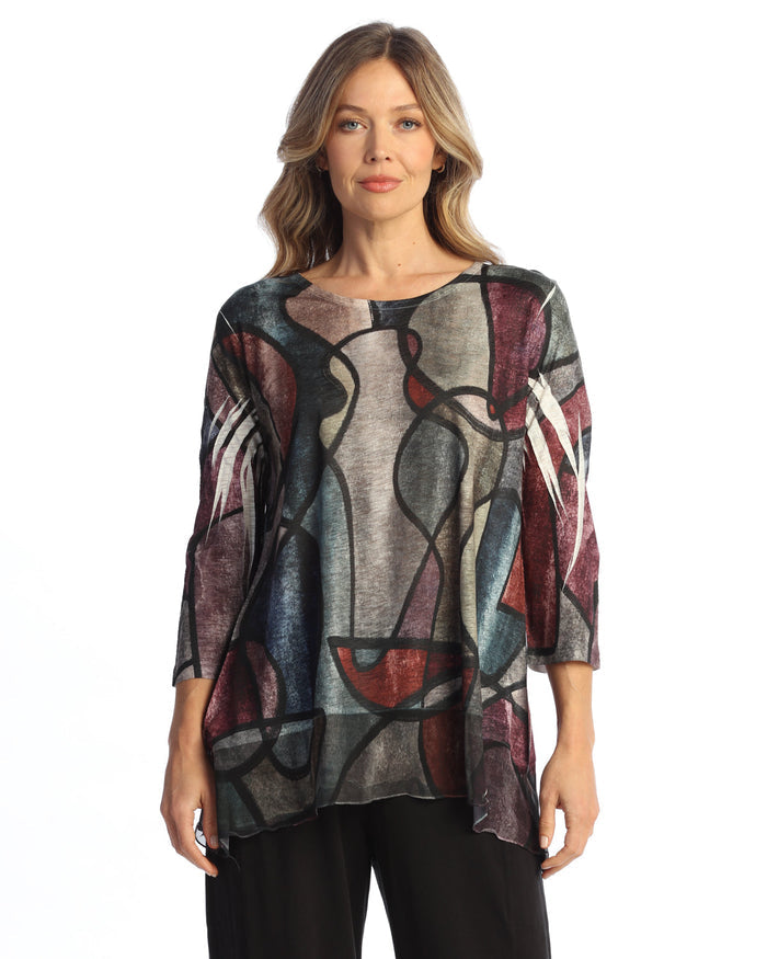 Chiffon Contrast Tunic Top - 63