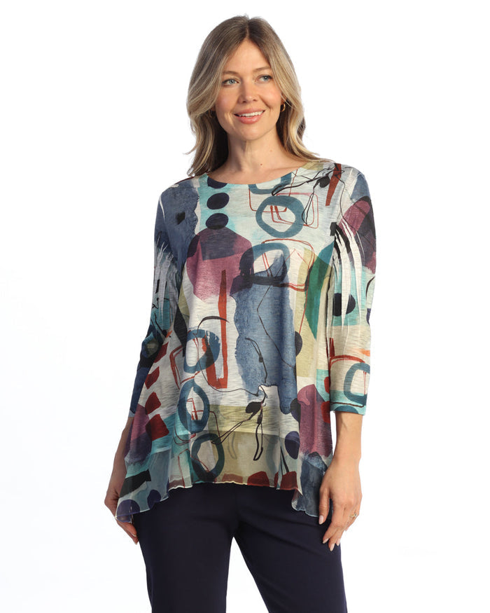 Chiffon Contrast Tunic Top - 63