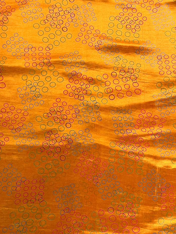 Circular Block Printed Silk Fabric