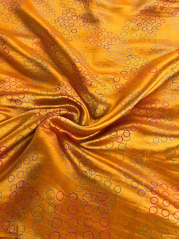 Circular Block Printed Silk Fabric