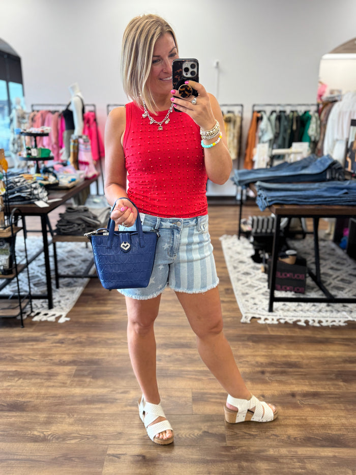 City Lights Embellished Tank - Red