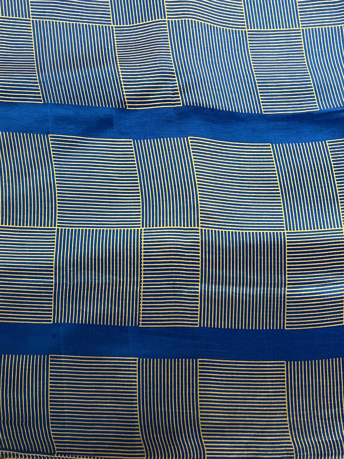 Classic Stripes Block Printed Silk Fabric