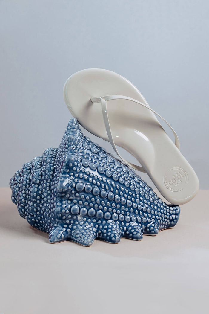 Cream Patent Indie Flip Flop Sandals
