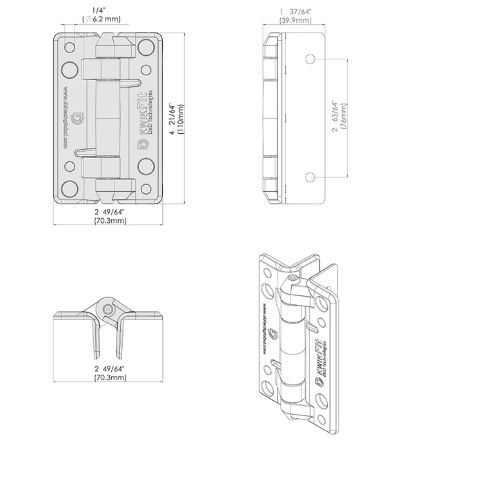 D&D KwikFit Hinges Pair - Plain - Image 2