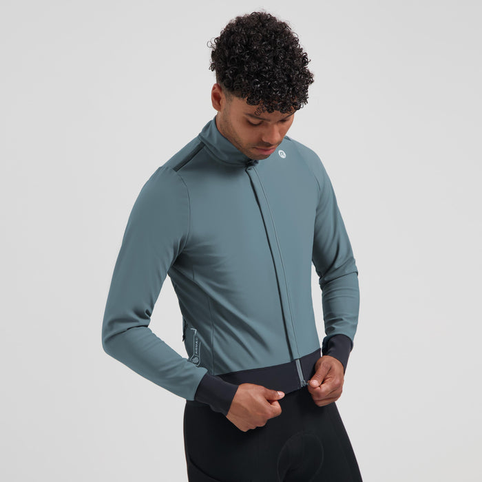 Rogelli Distance II fietsjack heren blauw gedragen voorkant.