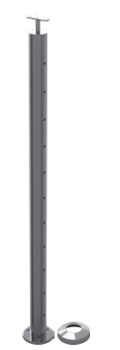 END POST 50.8mm drilled & tapped M6 base plated post for wire balustrade - Image 1
