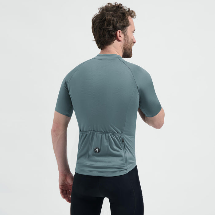 Rogelli Essential II fietsshirt heren grijs korte mouw gedragen achterkant.