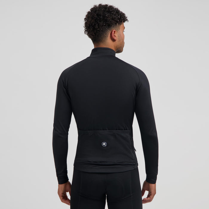 Rogelli Essential II fietsshirt heren zwart lange mouw gedragen achterkant.