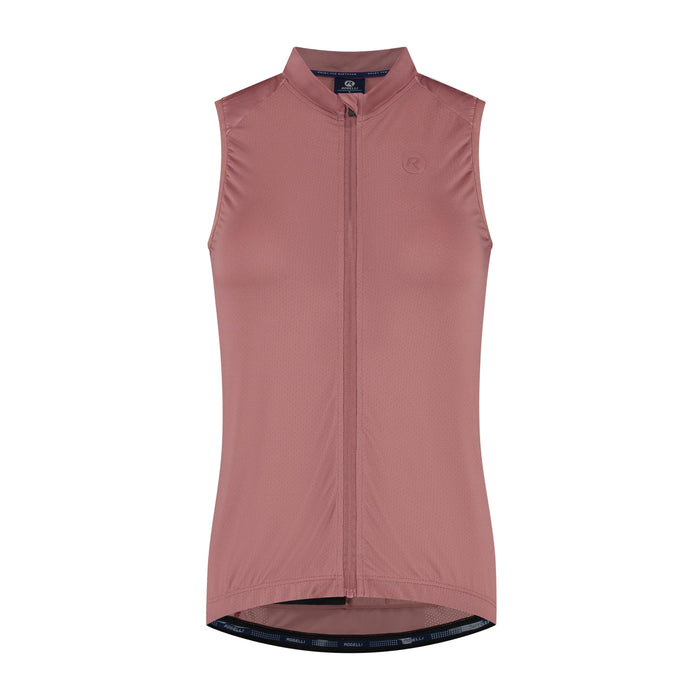 Rogelli Essential II mouwloos fietsshirt dames chutney korte mouw voorkant.