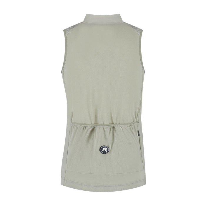 Rogelli Essential II mouwloos fietsshirt dames taupe korte mouw achterkant.