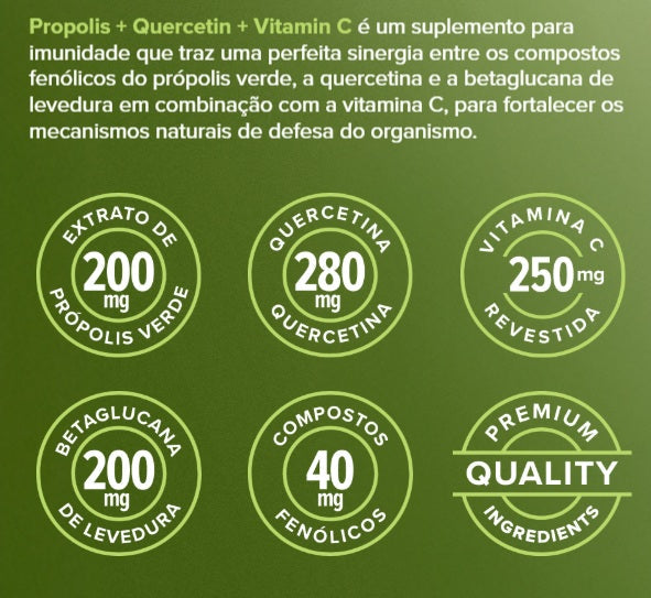 ESSENTIAL | Própolis + Quercetina + Vitamina C (60 Cápsulas)