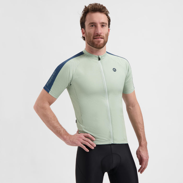 Rogelli Explore fietsshirt heren aqua grijs korte mouw gedragen voorkant.