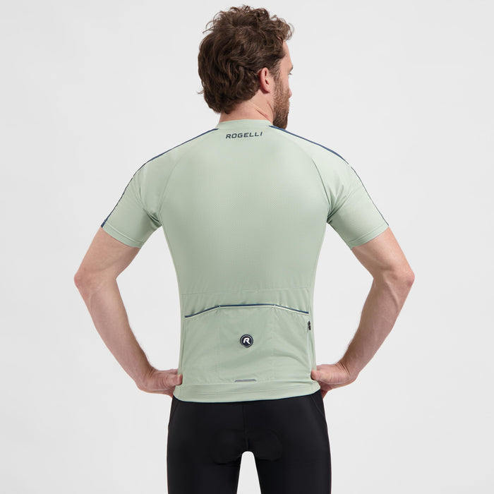 Rogelli Explore fietsshirt heren aqua grijs korte mouw gedragen achterkant.