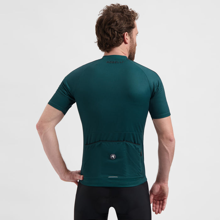 Rogelli Explore fietsshirt heren deep teal korte mouw gedragen achterkant.