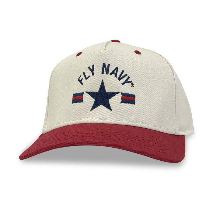 Fly Navy Heritage Twill Adjustable Hat (Stone/Cardinal)