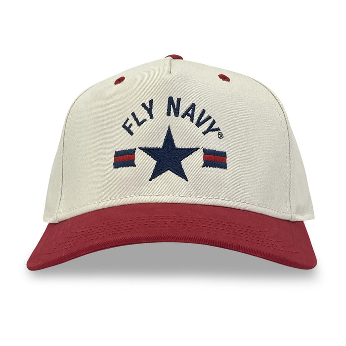 Fly Navy Heritage Twill Adjustable Hat (Stone/Cardinal)