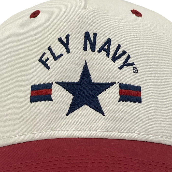 Fly Navy Heritage Twill Adjustable Hat (Stone/Cardinal)