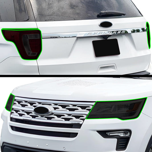 Full Headlight Taillight Precut Smoked PPF Tint Kit Film Overlay Fits Ford Explorer 2016 - 2019 - Bogar Tech Designs