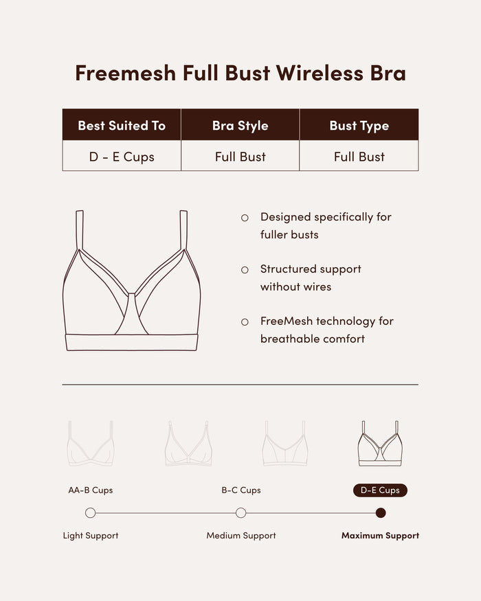 FreeMesh Full Bust Wireless Bra - Black