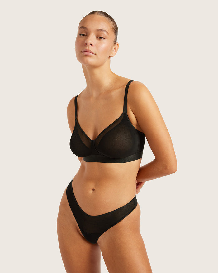 FreeMesh Full Bust Wireless Bra - Black