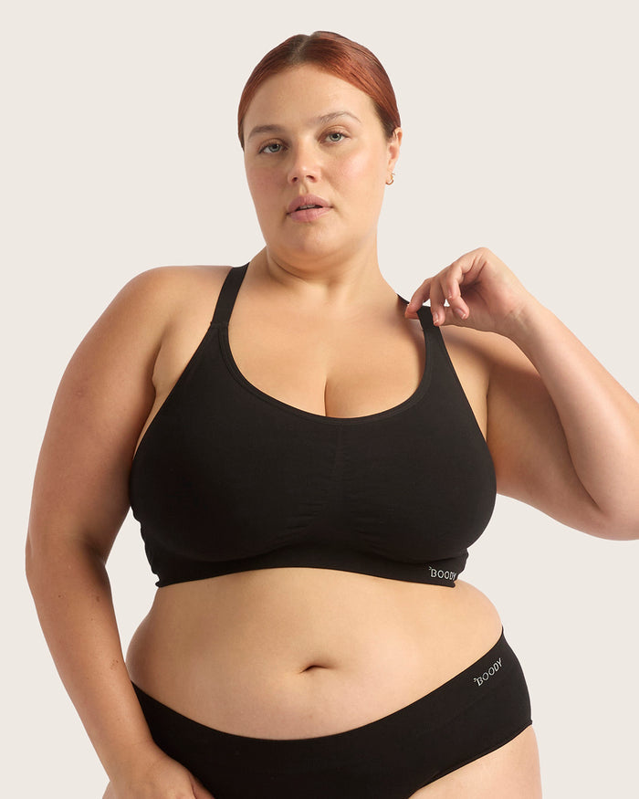 Full Bust Wireless Racerback Bra - Black