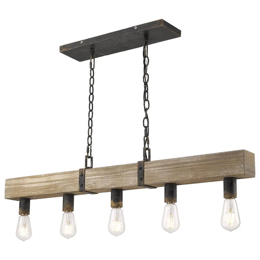 wooden lighting, linear lighting, wooden linear pendant, rustic lighting, farmhouse lighting, island lights