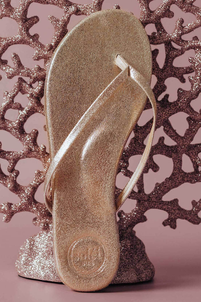 Glinda Gold Metallic Indie Flip Flop Sandals