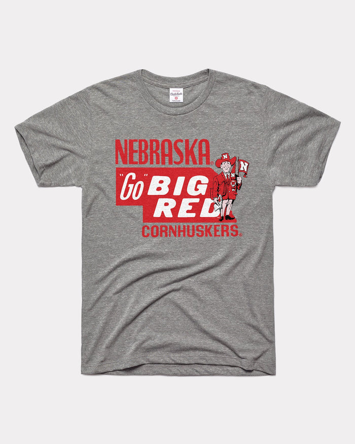 Grey Go Big Red State of Nebraska Cornhuskers Vintage T-Shirt