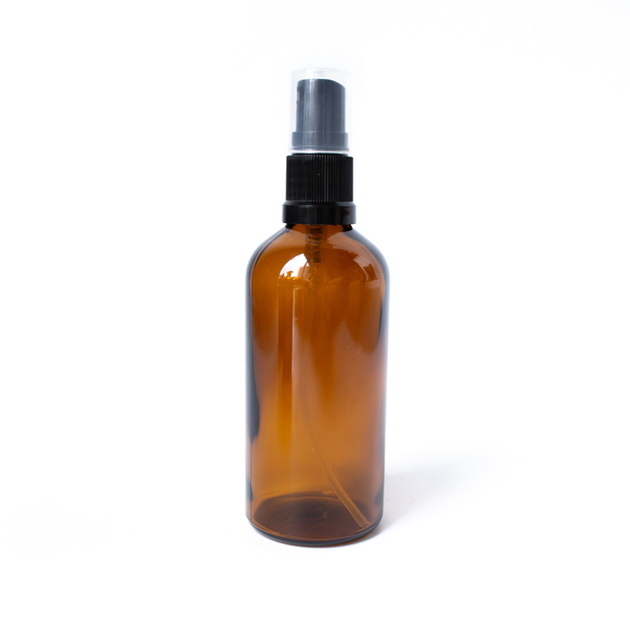Go-For-Zero-Australia-Amber-Glass Bottle-with-Atomiser-and-Clear Overcap-Empty-100ml