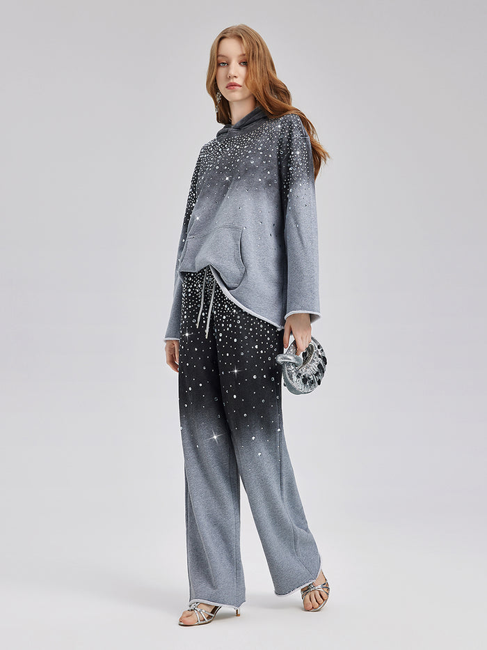 Gradient Starry Beaded Knit Pants