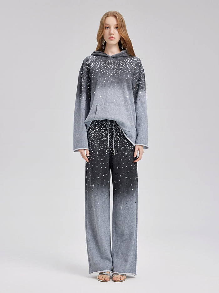 Gradient Starry Beaded Knit Pants