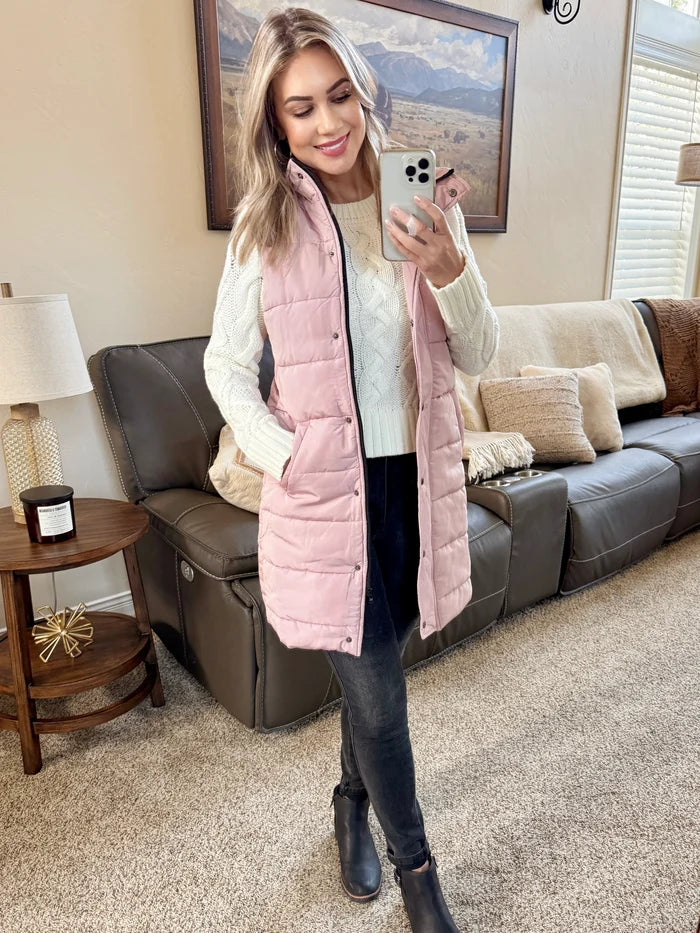 Harlow Long Vest - Blush by Michelle Mae