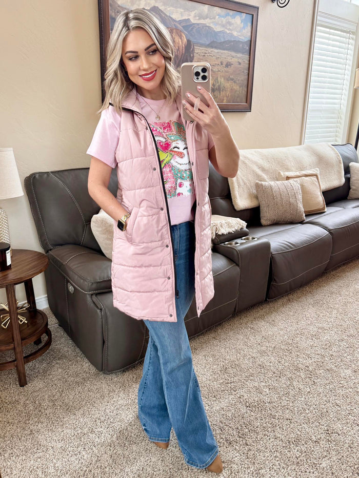 Harlow Long Vest - Blush by Michelle Mae