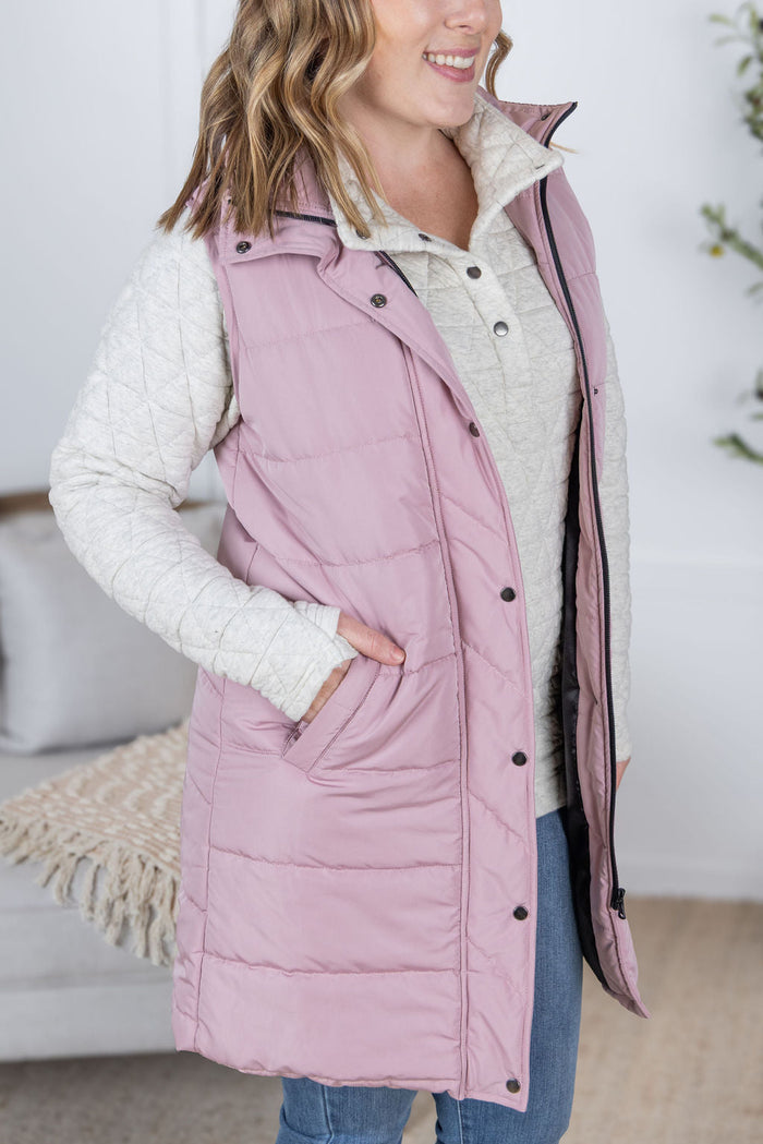 Harlow Long Vest - Blush by Michelle Mae