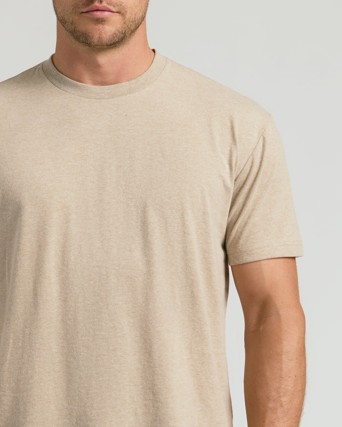 Heather Fennel Classic Crew Neck on a man's upper torso.