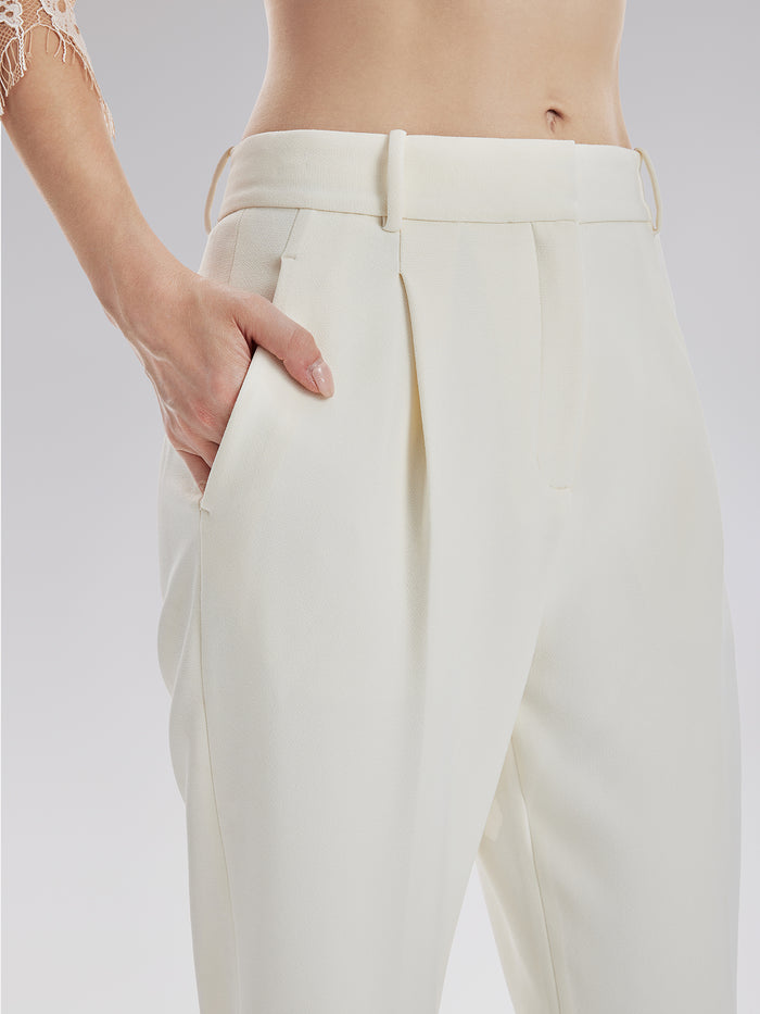 High-Waist Feather Trim Pants