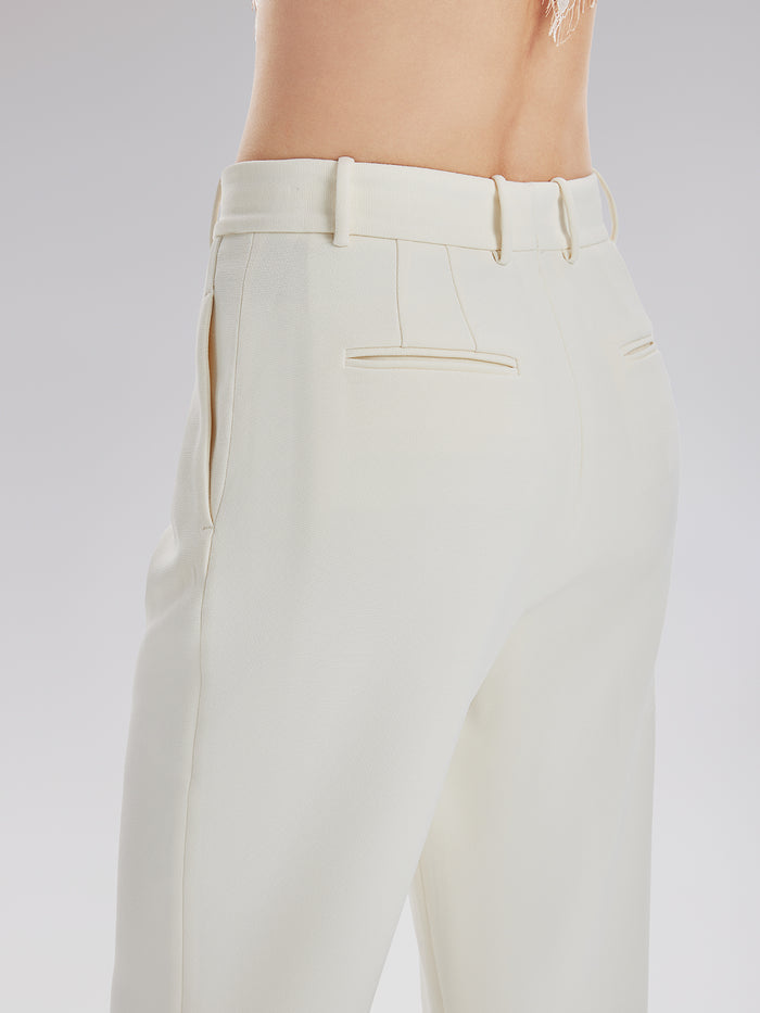 High-Waist Feather Trim Pants
