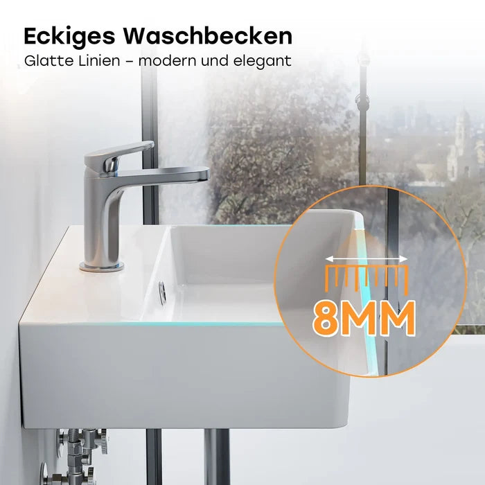 HOROW F12A-S5636 Aufsatzwaschbecken, Hahnloch & Überlauf, 28 cm Lochabstand
