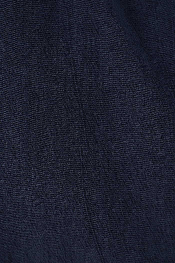 Indigo Blue Buttoned Drawstring Hem Blouse