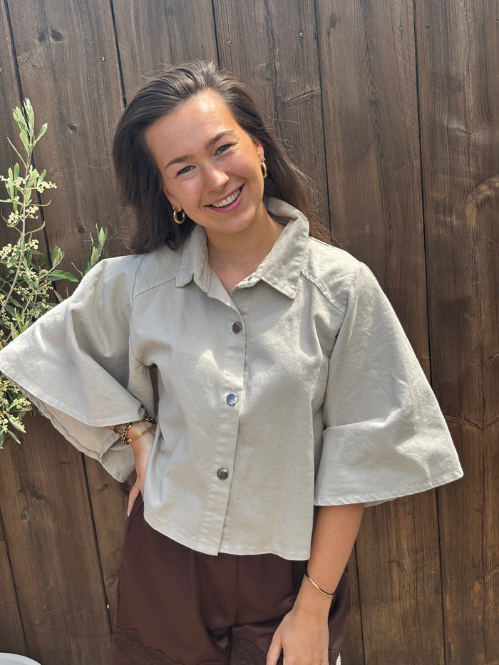 Julia Dames Spijkerblouse Taupe