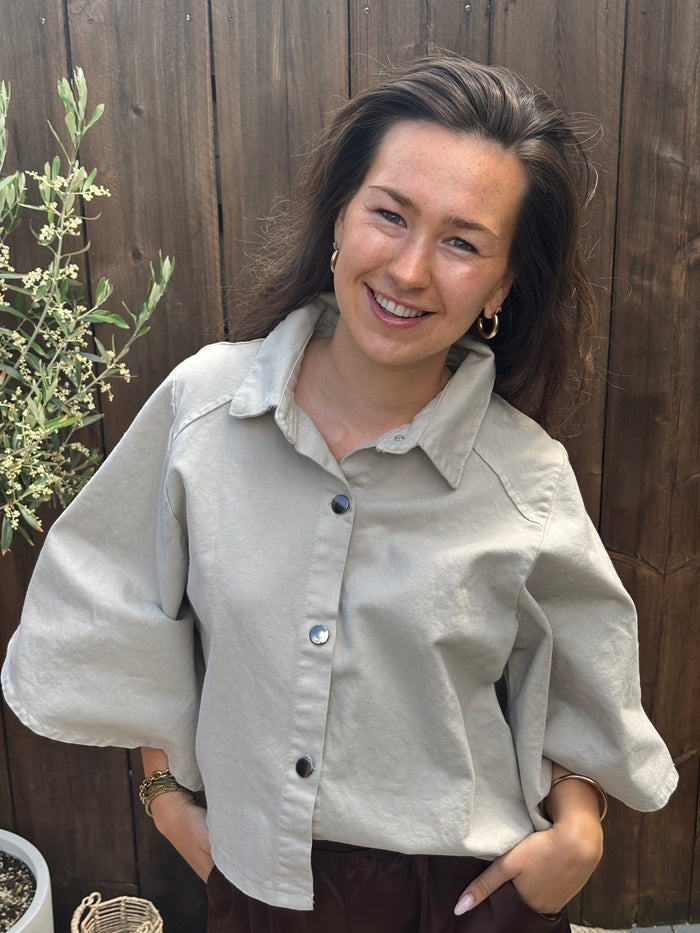 Julia Dames Spijkerblouse Taupe