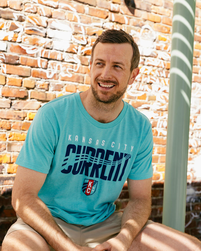 Teal Kansas City Current Waves Unisex Vintage T-Shirt Lifestyle