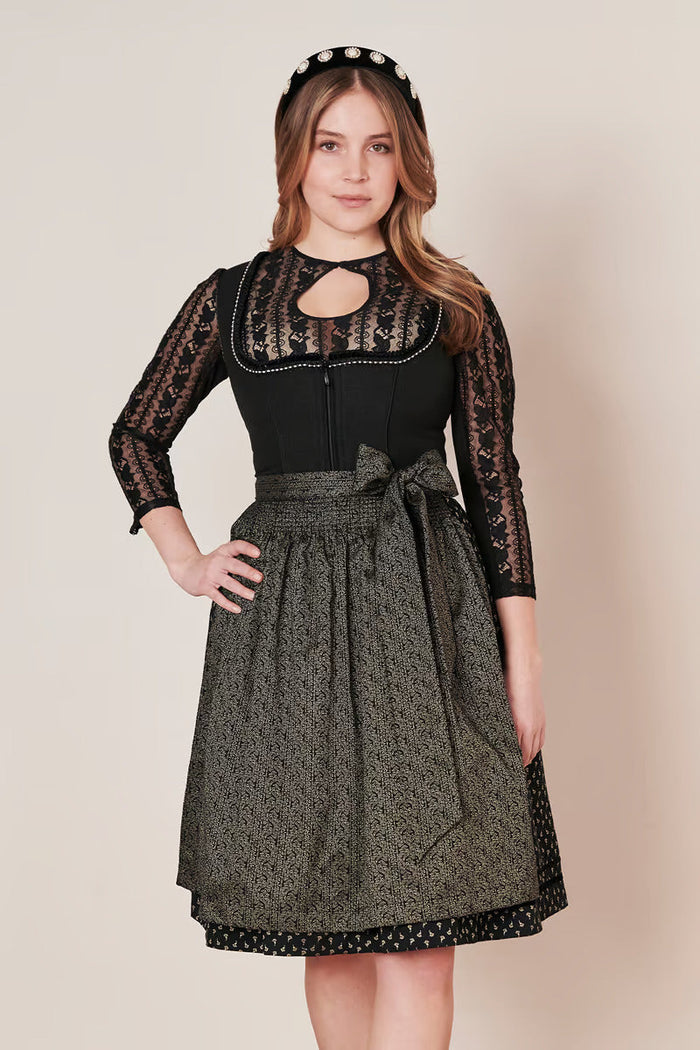 Kruger Adalyn Midi Dirndl, Black — 60cm 2pc Set