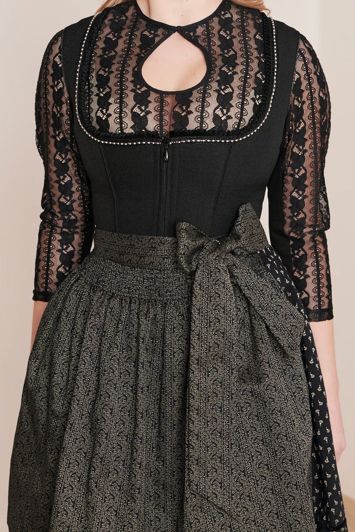 Kruger Adalyn Midi Dirndl, Black — 60cm 2pc Set